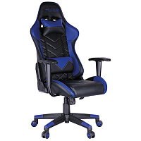 Кресло игровое Helmi HL-G02 "Grand Prix", экокожа, черная/синяя, 2 подушки фото Кресло игровое Helmi HL-G02 "Grand Prix", экокожа, черная/синяя, 2 подушки