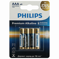 Батарейки алкалиновые "мизинчиковые" КОМПЛЕКТ 4 шт., PHILIPS Premium Alkaline, ААА (LR03, 15А), блистер, Б0062755 фото Батарейки алкалиновые "мизинчиковые" КОМПЛЕКТ 4 шт., PHILIPS Premium Alkaline, ААА (LR03, 15А), блистер, Б0062755