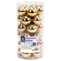 Шары ёлочные 30 шт., 4 см, "Solid Color", пластик, ЗОЛОТО, глянец, ЗОЛОТАЯ СКАЗКА, 592497