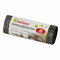 Мешки для мусора 30 л, черные, в рулоне 20 шт., ПНД 5 мкм, 47х55 см, ЛЮБАША эконом, 605329 фото Мешки для мусора 30 л, черные, в рулоне 20 шт., ПНД 5 мкм, 47х55 см, ЛЮБАША эконом, 605329