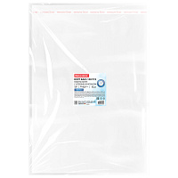 Пакеты БОПП с клеевым клапаном, КОМПЛЕКТ 100 штук, 30х40 + 4 см, 53 мкм, с усиленным швом, BRAUBERG, 700418