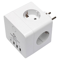 Сетевой фильтр CABLEXPERT Cube, 4 розетки, 16 А, 1 x Type-C PD, 3 х USB, белый, CUBE-4-СU3-W фото Сетевой фильтр CABLEXPERT Cube, 4 розетки, 16 А, 1 x Type-C PD, 3 х USB, белый, CUBE-4-СU3-W