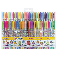 Ручки гелевые ЮНЛАНДИЯ, НАБОР 60 ЦВЕТОВ, узел 1 мм, линия письма 0,5 мм, 144452