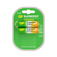 Батарейки аккумуляторные GP ReEnergy Ni-Mh пальчиковые КОМПЛЕКТ 2 шт., АА (HR6), 2600 mAh, 270AAHCRGY, 270AAHCRGY-2CR фото Батарейки аккумуляторные GP ReEnergy Ni-Mh пальчиковые КОМПЛЕКТ 2 шт., АА (HR6), 2600 mAh, 270AAHCRGY, 270AAHCRGY-2CR