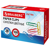 Скрепки EXTRA BRAUBERG 28 мм цветные 100 штук, 271313 фото Скрепки EXTRA BRAUBERG 28 мм цветные 100 штук, 271313