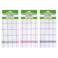 Салфетка универсальная, ХЛОПОК, 47х65 см, белая клетка, легкий цветной контур, ассорти, BOOMHOUSE (БУМХАУС), 700886