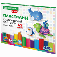 Пластилин классический BRAUBERG KIDS, 45 цветов, 630 г, стек, ВЫСШЕЕ КАЧЕСТВО, 106680 фото Пластилин классический BRAUBERG KIDS, 45 цветов, 630 г, стек, ВЫСШЕЕ КАЧЕСТВО, 106680