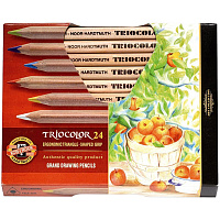 Карандаши цветные Koh-I-Noor "Jumbo Triocolor 3151", 24цв., трехгран., утолщен., неокр. корпус, картон фото Карандаши цветные Koh-I-Noor "Jumbo Triocolor 3151", 24цв., трехгран., утолщен., неокр. корпус, картон