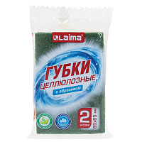 Губки для посуды 95x65х20 мм, ЦЕЛЛЮЛОЗНЫЕ + АБРАЗИВ, КОМПЛЕКТ 2 штуки, желтые/зеленый абразив, LAIMA, 700256 фото Губки для посуды 95x65х20 мм, ЦЕЛЛЮЛОЗНЫЕ + АБРАЗИВ, КОМПЛЕКТ 2 штуки, желтые/зеленый абразив, LAIMA, 700256