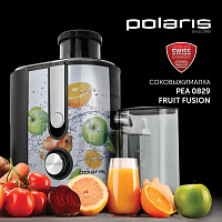 Соковыжималка POLARIS PEA 0829 Fruit Fusion, 800 Вт, стакан 0,35 л, емкость жмыха 1 л, пластик, сталь/черный, 15935 фото Соковыжималка POLARIS PEA 0829 Fruit Fusion, 800 Вт, стакан 0,35 л, емкость жмыха 1 л, пластик, сталь/черный, 15935
