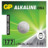 Батарейка GP Alkaline 177 (G4, LR626), алкалиновая, 1 шт., в блистере (отрывной блок), 177-2CY, 4891199026690 фото Батарейка GP Alkaline 177 (G4, LR626), алкалиновая, 1 шт., в блистере (отрывной блок), 177-2CY, 4891199026690