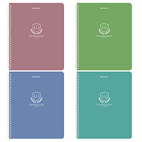 Тетрадь А5, 48 л., BRAUBERG, гребень, клетка, матовая ламинация, "Knowledge" (микс в спайке), 405324