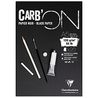 Скетчбук 20л., А5 Clairefontaine "Carb ON", на склейке, мелкозер., черный, 120г/м2 фото Скетчбук 20л., А5 Clairefontaine "Carb ON", на склейке, мелкозер., черный, 120г/м2