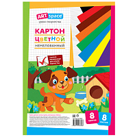 Картон цветной А4, ArtSpace, 8л., 8цв., немелованный, в пакете, "Собачка фото Картон цветной А4, ArtSpace, 8л., 8цв., немелованный, в пакете, "Собачка