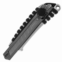 Нож канцелярский 18 мм BRAUBERG "Metallic", роликовый фиксатор, резиновые вставки, металл, 237159 фото Нож канцелярский 18 мм BRAUBERG "Metallic", роликовый фиксатор, резиновые вставки, металл, 237159