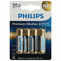 Батарейки алкалиновые "пальчиковые" КОМПЛЕКТ 4 шт., PHILIPS Premium Alkaline, АА (LR6, 24А), блистер, Б0062753 фото Батарейки алкалиновые "пальчиковые" КОМПЛЕКТ 4 шт., PHILIPS Premium Alkaline, АА (LR6, 24А), блистер, Б0062753