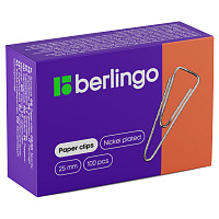 Скрепки 25мм, Berlingo, 100шт., никелированные треугольные, с отогнутым носиком, карт. упаковка фото Скрепки 25мм, Berlingo, 100шт., никелированные треугольные, с отогнутым носиком, карт. упаковка