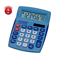 Калькулятор настольный Citizen SDC-450NBLCFS, 8 разрядов, двойное питание, 87*120*22мм, синий фото Калькулятор настольный Citizen SDC-450NBLCFS, 8 разрядов, двойное питание, 87*120*22мм, синий