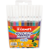 Фломастеры Luxor "Coloring", 12цв., смываемые, ПВХ, европодвес фото Фломастеры Luxor "Coloring", 12цв., смываемые, ПВХ, европодвес