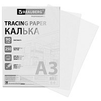 Калька А3 ВЫСОКОЙ ПРОЗРАЧНОСТИ, ПЛОТНАЯ, для печати и творчества, 90 г/м2, 250 листов, BRAUBERG, 116641 фото Калька А3 ВЫСОКОЙ ПРОЗРАЧНОСТИ, ПЛОТНАЯ, для печати и творчества, 90 г/м2, 250 листов, BRAUBERG, 116641