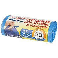 Мешки для мусора с ушками LAIMA "ULTRA" 35 л синие, в рулоне 30 шт. прочные, ПНД 11 мкм, 50х65 см, 607684 фото Мешки для мусора с ушками LAIMA "ULTRA" 35 л синие, в рулоне 30 шт. прочные, ПНД 11 мкм, 50х65 см, 607684