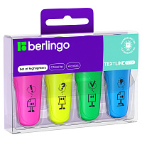Набор текстовыделителей Berlingo "Textline HL100" мини, 04цв., 1-5мм, европодвес фото Набор текстовыделителей Berlingo "Textline HL100" мини, 04цв., 1-5мм, европодвес