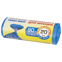 Мешки для мусора LAIMA "ULTRA" 90 л синие, рулон 20 шт. прочные, ПНД 14 мкм, 70х90 см, 607693 фото Мешки для мусора LAIMA "ULTRA" 90 л синие, рулон 20 шт. прочные, ПНД 14 мкм, 70х90 см, 607693