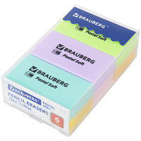 Ластики BRAUBERG PASTEL SOFT НАБОР 6 шт., размер ластика 45х25х10 мм, экологичный ПВХ, 271340 фото Ластики BRAUBERG PASTEL SOFT НАБОР 6 шт., размер ластика 45х25х10 мм, экологичный ПВХ, 271340