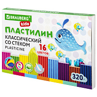 Пластилин классический BRAUBERG KIDS, 16 цветов, 320 г, со стеком, 106508 фото Пластилин классический BRAUBERG KIDS, 16 цветов, 320 г, со стеком, 106508