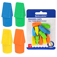 Ластики-колпачки BRAUBERG "Eraser Caps", НАБОР 12 ШТУК, яркие цвета ассорти, блистер, 271994 фото Ластики-колпачки BRAUBERG "Eraser Caps", НАБОР 12 ШТУК, яркие цвета ассорти, блистер, 271994