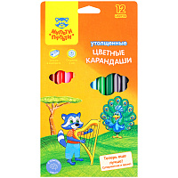 Карандаши цветные Мульти-Пульти "Енот в саванне", 12цв., утолщ., заточен., картон, европ., с точилкой фото Карандаши цветные Мульти-Пульти "Енот в саванне", 12цв., утолщ., заточен., картон, европ., с точилкой