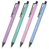Ручка шариковая автоматическая BRAUBERG "VIVID PASTEL", корпус soft-touch, СИНЯЯ, пишущий узел 0,7 мм, линия письма 0,35 мм, 144404