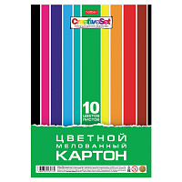Картон цветной А4 МЕЛОВАННЫЙ, 10 листов, 10 цветов, с европодвесом, HATBER, 195х280 мм, "Creative Set", 088626, 10Кц4_05930 фото Картон цветной А4 МЕЛОВАННЫЙ, 10 листов, 10 цветов, с европодвесом, HATBER, 195х280 мм, "Creative Set", 088626, 10Кц4_05930