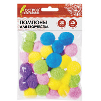 Помпоны для творчества, 5 цветов, 25 мм, 30 шт., ОСТРОВ СОКРОВИЩ, 661424 фото Помпоны для творчества, 5 цветов, 25 мм, 30 шт., ОСТРОВ СОКРОВИЩ, 661424