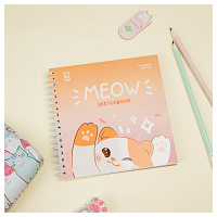Скетчбук 60л., 150*150 MESHU "Meow", на гребне, выб. лак, soft-touch, 120г/м2 фото Скетчбук 60л., 150*150 MESHU "Meow", на гребне, выб. лак, soft-touch, 120г/м2