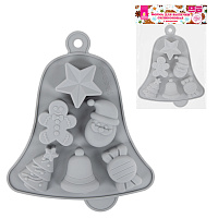 Форма для выпечки новогодняя 23х19 см, "Колокольчик", силикон, 6 ячеек, рецепт, ЗОЛОТАЯ СКАЗКА, 592469 фото Форма для выпечки новогодняя 23х19 см, "Колокольчик", силикон, 6 ячеек, рецепт, ЗОЛОТАЯ СКАЗКА, 592469