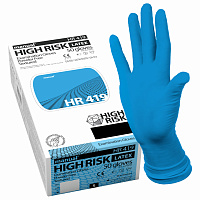 Перчатки медицинские смотровые Manual HR419 High Risk латексные неопудренные удлиненные синие (размер XL, 50 штук/25 пар в упаковке) фото Перчатки медицинские смотровые Manual HR419 High Risk латексные неопудренные удлиненные синие (размер XL, 50 штук/25 пар в упаковке)