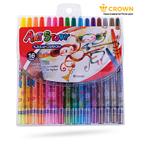Карандаши восковые Crown "ArtStory", 16цв., выкручивающийся стержень, ПВХ, европодвес фото Карандаши восковые Crown "ArtStory", 16цв., выкручивающийся стержень, ПВХ, европодвес