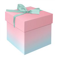 Коробка складная подарочная MESHU "Duotone. Mint-Pink gradient", (15*15*15см), с лентой фото Коробка складная подарочная MESHU "Duotone. Mint-Pink gradient", (15*15*15см), с лентой