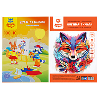 Цветная бумага А4, Мульти-Пульти, 100л., 10цв., тонированная, в термоусадке, "Приключения Енота фото Цветная бумага А4, Мульти-Пульти, 100л., 10цв., тонированная, в термоусадке, "Приключения Енота