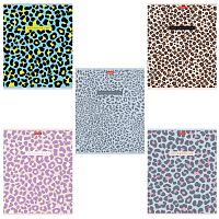 Тетрадь А5 48 л., HATBER, скоба, клетка, обложка картон, тиснение, LEO-принт (микс в спайке), 092970, 48Т5тВ1