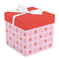 Коробка складная подарочная MESHU "Hearts", (15*15*15см), с лентой фото Коробка складная подарочная MESHU "Hearts", (15*15*15см), с лентой
