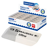 Ластик BRAUBERG "Ultra", 41х14х8 мм, серо-белый, натуральный каучук, 228703 фото Ластик BRAUBERG "Ultra", 41х14х8 мм, серо-белый, натуральный каучук, 228703
