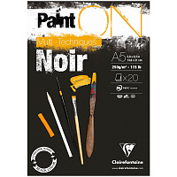 Скетчбук - альбом для смешанных техник 20л., А5 Clairefontaine "Paint ON Noir", на склейке, черный, 250г/м2 фото Скетчбук - альбом для смешанных техник 20л., А5 Clairefontaine "Paint ON Noir", на склейке, черный, 250г/м2