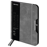 Блокнот А5 (162х218 мм), BRAUBERG "NOTE", под кожу софт-тач, с резинкой, 80 л., клетка, серый, 113440 фото Блокнот А5 (162х218 мм), BRAUBERG "NOTE", под кожу софт-тач, с резинкой, 80 л., клетка, серый, 113440