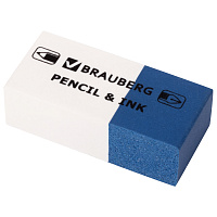 Ластик BRAUBERG "PENCIL & INK", 39х18х12 мм, для ручки и карандаша, бело-синий, 229578 фото Ластик BRAUBERG "PENCIL & INK", 39х18х12 мм, для ручки и карандаша, бело-синий, 229578