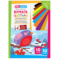 Цветная бумага мелованная А4, ArtSpace, 10л., 10цв., "Волшебная. Снегирь фото Цветная бумага мелованная А4, ArtSpace, 10л., 10цв., "Волшебная. Снегирь