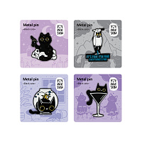 Набор металлических значков MESHU "Black cats", эмаль, 4шт, картонная подложка, европодвес фото Набор металлических значков MESHU "Black cats", эмаль, 4шт, картонная подложка, европодвес