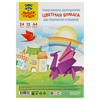 Цветная бумага тонированная А4, Мульти-Пульти, 24л., 12цв., в пакете, "Енот в России фото Цветная бумага тонированная А4, Мульти-Пульти, 24л., 12цв., в пакете, "Енот в России