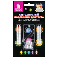 Цифра-подсвечник "2" светодиодная, ЗОЛОТАЯ СКАЗКА, в наборе 4 свечи 6 см, 1 батарейка, 591425 фото Цифра-подсвечник "2" светодиодная, ЗОЛОТАЯ СКАЗКА, в наборе 4 свечи 6 см, 1 батарейка, 591425